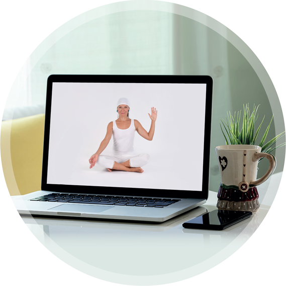 Yoga pose on a laptop screen